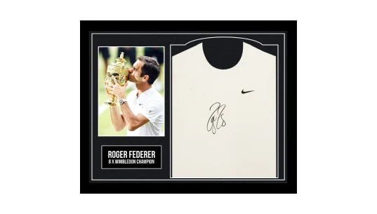 Signed Roger Federer Framed Shirt - 8 x Wimbledon Champion
