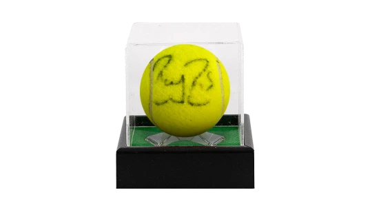 Match Used Roger Federer Signed 2009 Wimbledon Tennis Ball In Acrylic Case