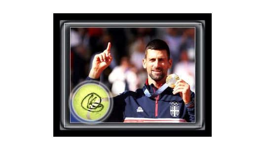 Novak Djokovic Signed Ball Framed Dome - Olympic Champion 2024