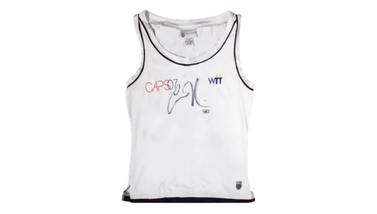 Match Worn Anna Kournikova Front Signed White & Black K-Swiss Tennis Shirt