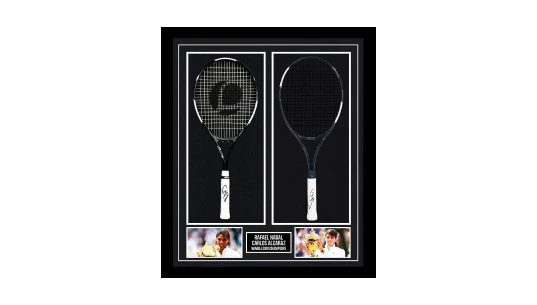 Signed Rafael Nadal & Carlos Alcaraz Tennis Rackets Framed – Wimbledon Champions