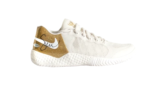 Serena Williams Signed White & Gold Court Flare 2 Tennis Shoes