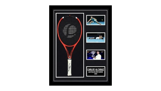 Signed Carlos Alcaraz Framed Racket – Australian Open Winner 2026
