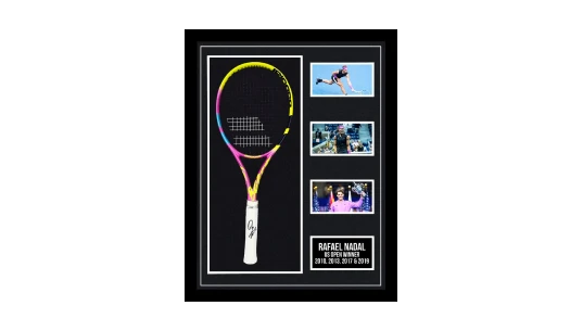 Autographed Rafael Nadal Framed Babolat Racket - 4 x US Open Champion