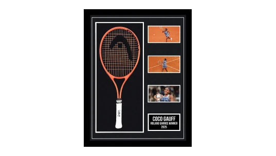Coco Gauff Signed Framed Racket - Roland Garros Champion 2025