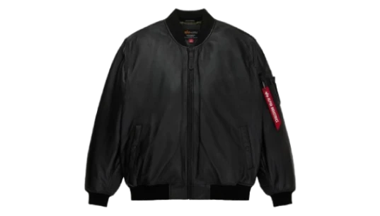 Leather MA-1 Flight Jacket - Black