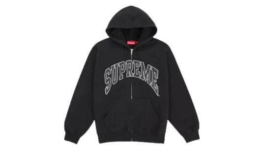 Cracked Raglan Zip Up Hooded Sweatshirt - Black