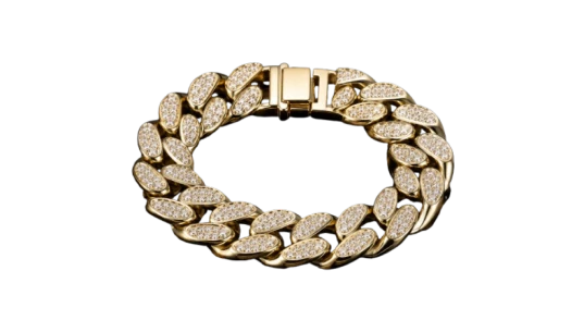 Diamond Cuban Link Bracelet in Yellow Gold - 19mm