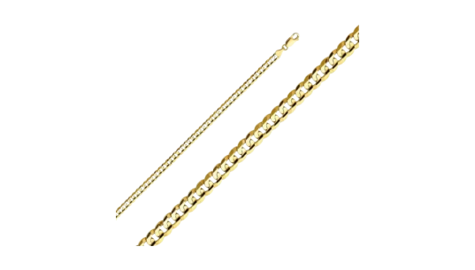 14k Gold 3mm Flat Curb Chain 16"