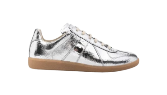 Metallic-Effect Sneakers - Silver-Tone