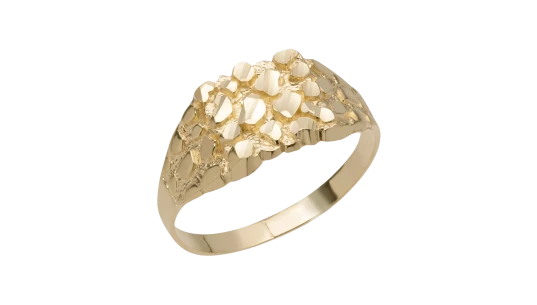 Nugget Square Ring Solid 10K Gold