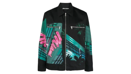 Miami-Print Cotton Jacket - Black/Green/Print