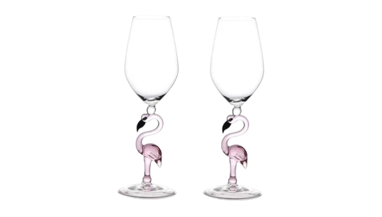 Flamingo Cocktail Glass (Set Of 2) - Clear/Pink