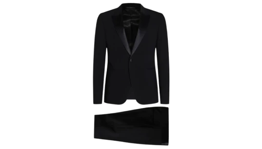 Satin-Trim Suit - Black