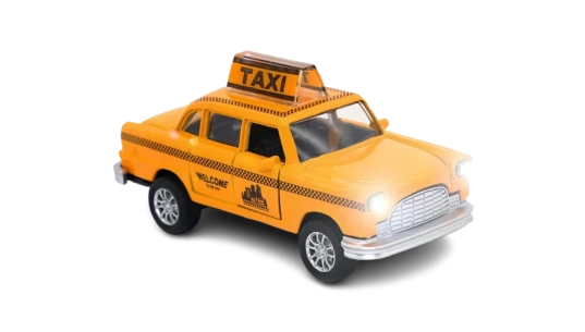 Diecast Yellow NYC Classic Checkered Taxi Cab 4.5"