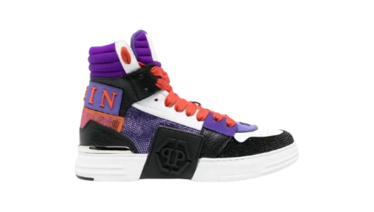 Phantom Skull & Bones Hi-Top Sneakers - Plum Purple/Burnt orange