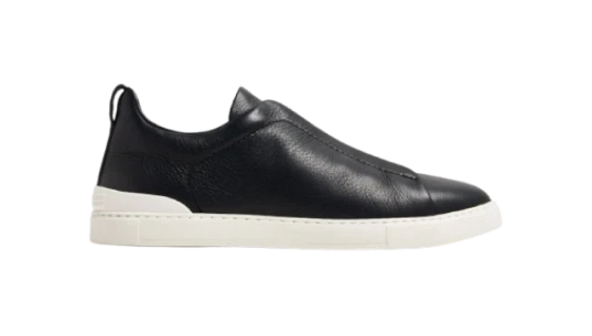 Triple Stitch Low-Top Sneakers - Black/White/Navy Blue