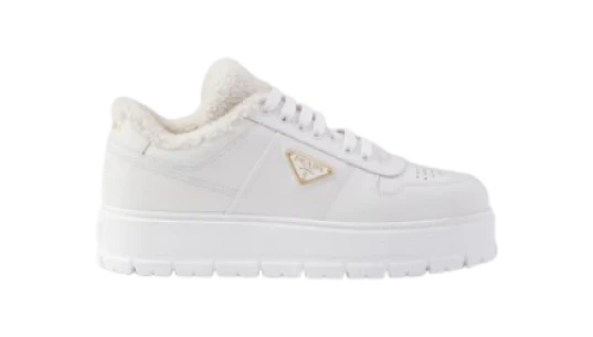 Leather Laced Sneakers - White