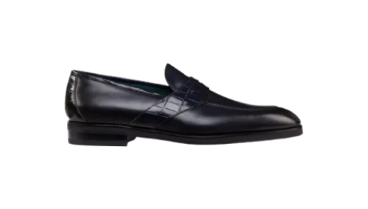 Calfskin & Diamante Crocodile Loafers - Blue