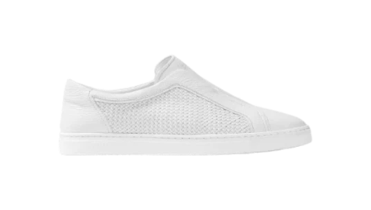 Piping Micro Woven Slip-On Sneakers - White