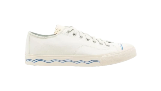 Wave-Print Sneakers - White/Blue