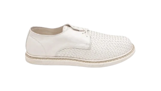 Woven Leather Derby Shoes - White