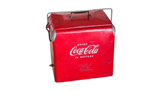 Coca-Cola Enameled Cooler With Hinged Handle 1950 - Red/White