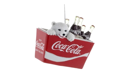 Coca-Cola Polar Bear Cub in Coke Cooler Ornament