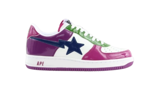 Bape Sta Low Patent Leather - Orange/White/Green