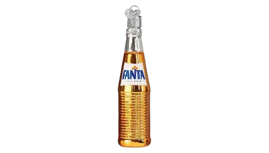 Fanta Bottle Glass Blown Christmas Ornament