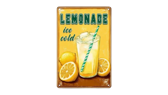 Vintage Summer Lemonade Metal Sign - Multicolor