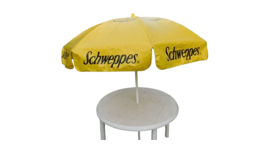 Vintage Shweppes Cage Hotel Table Umberlla - Yellow/Black