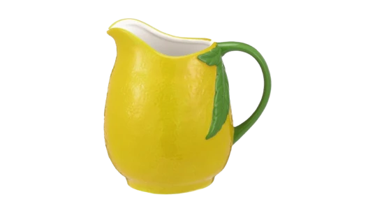 Lemon Shape Cute Handpainted Stoneware Lemon Pitcher - Yellow/Green