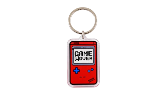 Retro Gaming Acrylic Keychain Game Over - Red