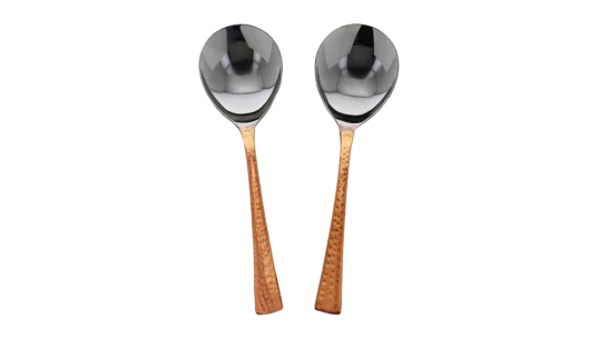 Indian Handmade Stainless Steel & Copper Spoons Set Of 2
