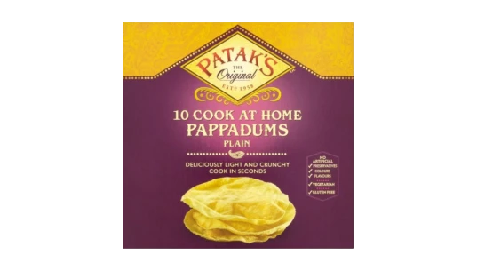 Plain Ready to Cook Pappadums 100g