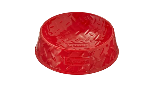 Diamond Plate Dog Bowl - Red
