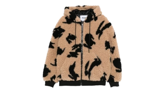 Rabbit-Print Hooded Jacket - Beige