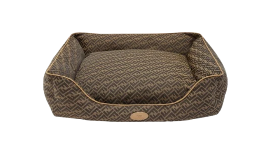Large FF Jacquard Dog Bed - Brown