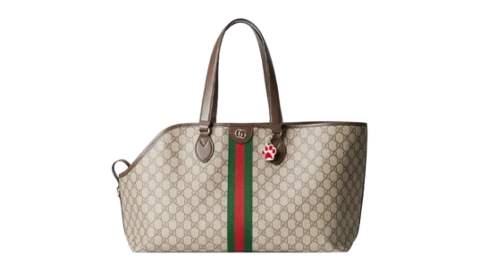 Pet Carrier with Web - Beige & Ebony GG Supreme Canvas