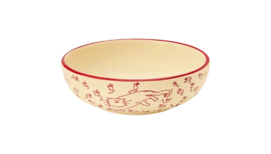 Cat Bowl - Cream/Red