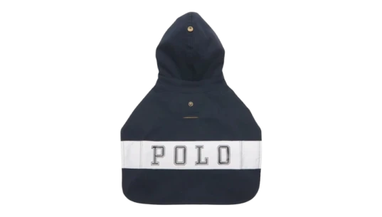Canvas Hooded Polo Dog Raincoat - Navy/Gold Bugle