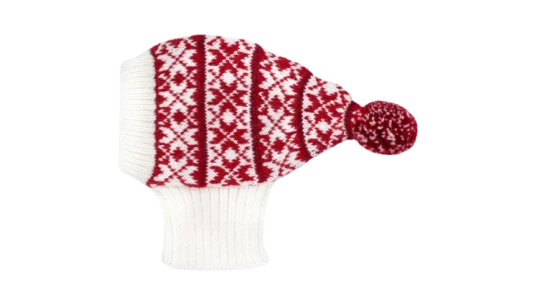 Alpaca-Blend Christmas Dog Hat - White/Red