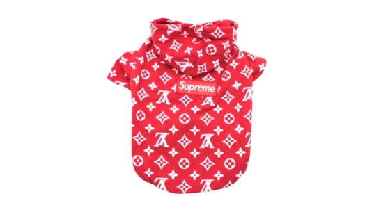 Supreme Pet Box Logo Hoodie - LV Monogram Red/White