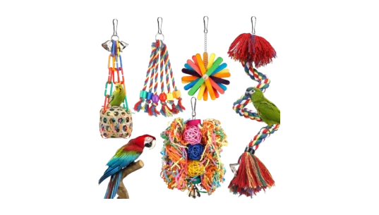 Bird Toys Rope Perch with Bell - Multicolor