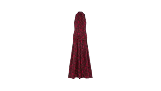 Skull-Print High-Neck Maxi Dress