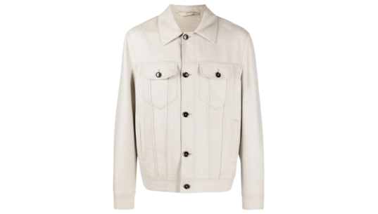 Virgin Wool Trucker Shirt Jacket - Beige