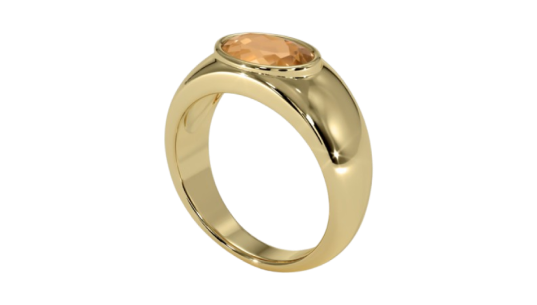 Orangish Yellow Precious Topaz Ring - 2.10 Ct. 18K Yellow Gold