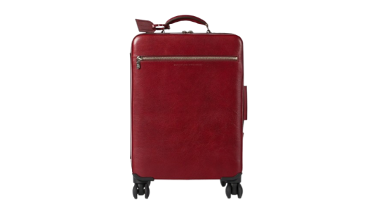 Burnished Leather Suitcase - Red